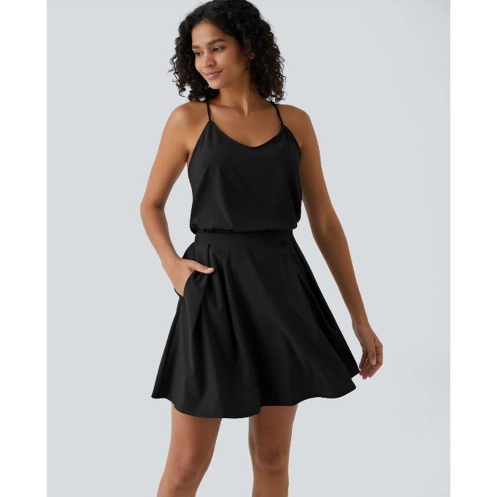 Halara Breezeful Cut Out Pocket Pleated Mini Quick Dry Casual Dress size Small